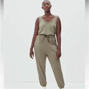 Everlane French Terry Gray Tie Waist Tank Jumpsuit Jogger Pant